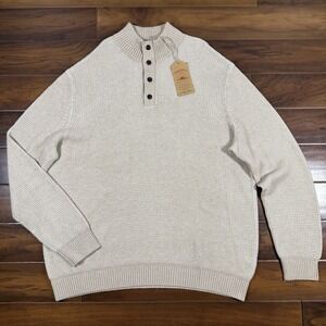 Faherty Size 4XLT Alpine Khaki Organic Cotton Cashmere Quarter Button Sweater